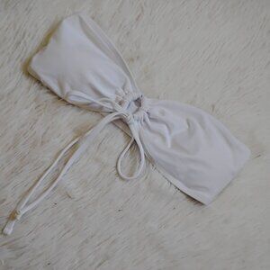 white bandeau tie front bikini top